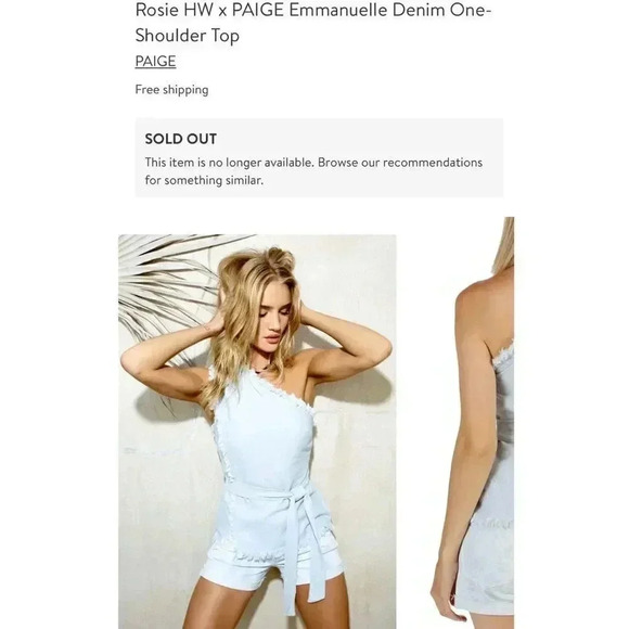 Rosie HW x PAIGE Emmanuelle Denim One-Shoulder Top - Picture 1 of 7